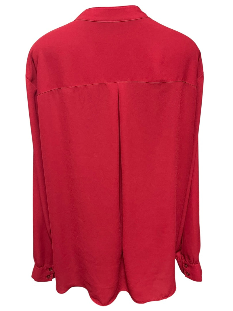 Size 24W INC International Concepts Womens Red Faux Wrap Blouse Shirt