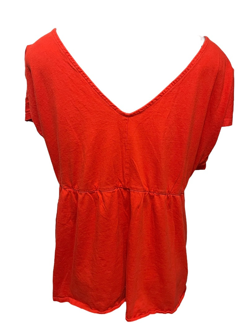 Size 18/20 Simply Cacique Short Sleeve Shirt Tie Front Dark Orange
