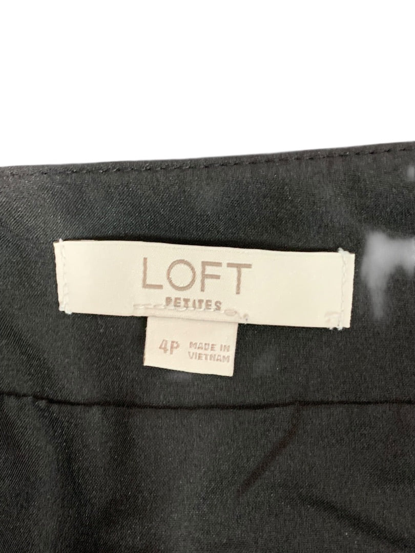 Size 4P Loft Petites Black Faux Leather Skirt Side Zip