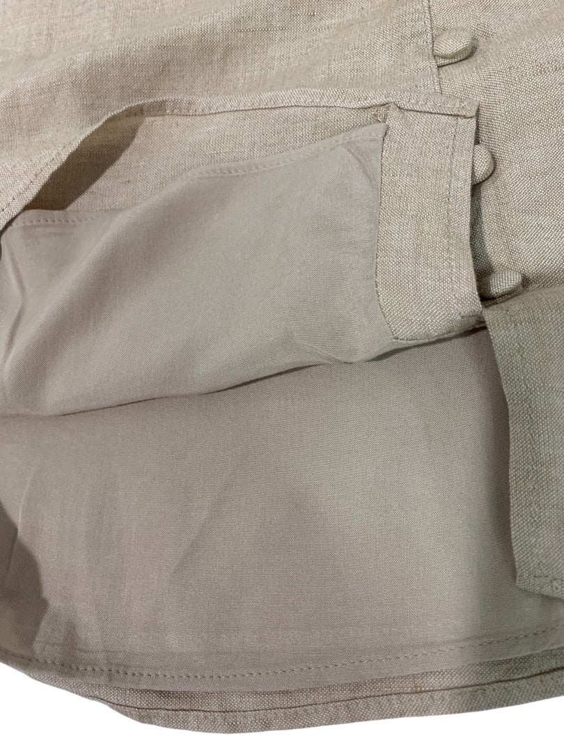 Size 4P Loft Petites Linen Blend Skirt Lined Tan Side Zip