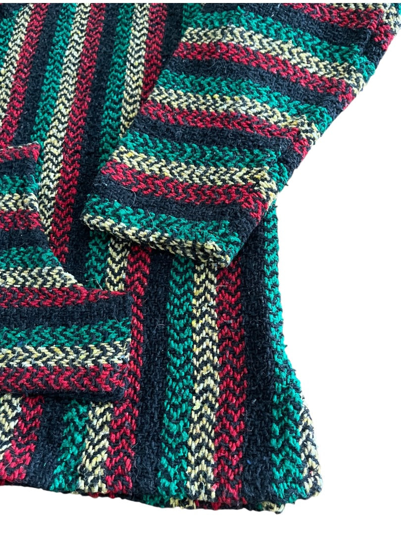 XL Baja Joe Warm Yourself Not the Earth Striped Rasta Hippie Hoodie Pocket