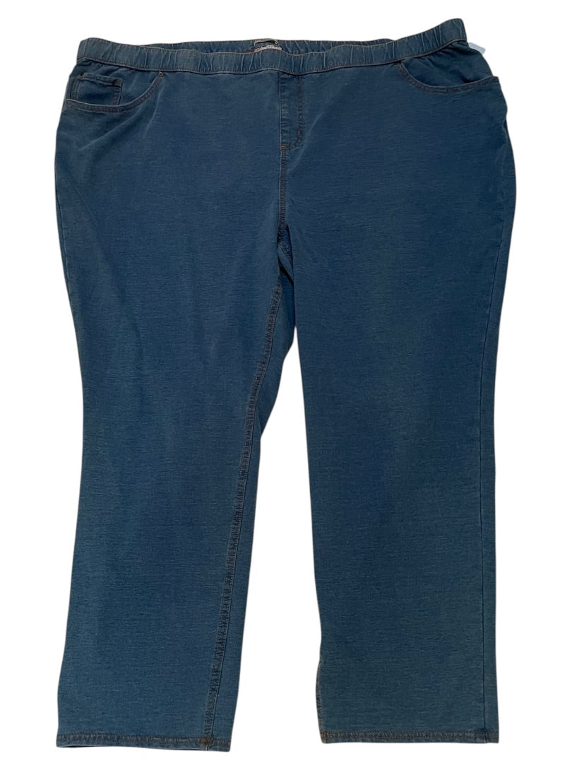 5X Catherines Pull On Elastic Waist Knit Jeans Pockets Blue New