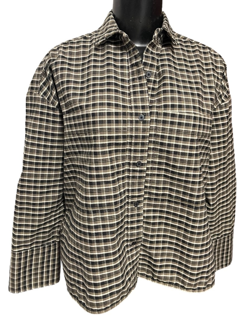 XXS Everlane Button Up Shirt Womens Oversize Collared Plaid Cotton Shirt
