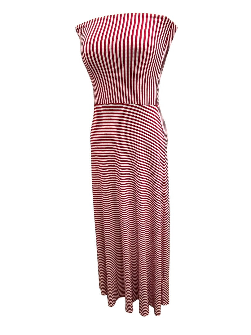 Small Gap Red White Stripe Sleeveless Maxi Dress Jersey Knit