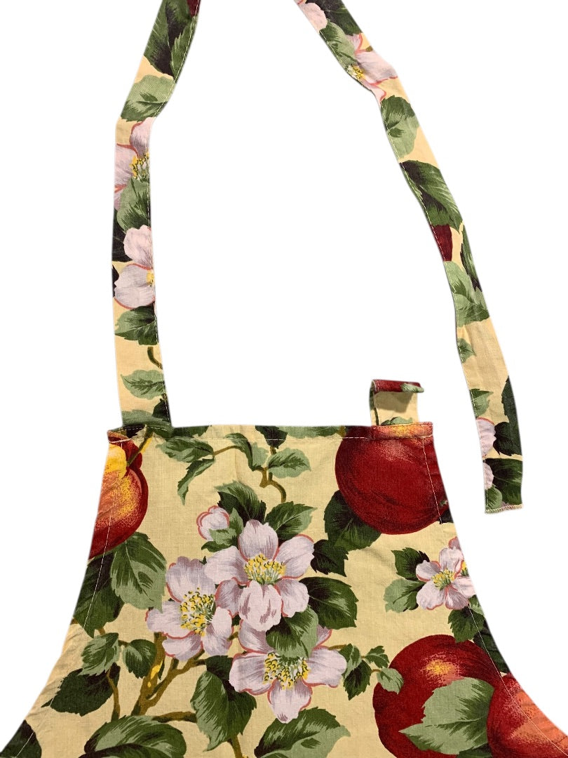 Vintage Bib Apron Handmade Pocket Apple Pattern
