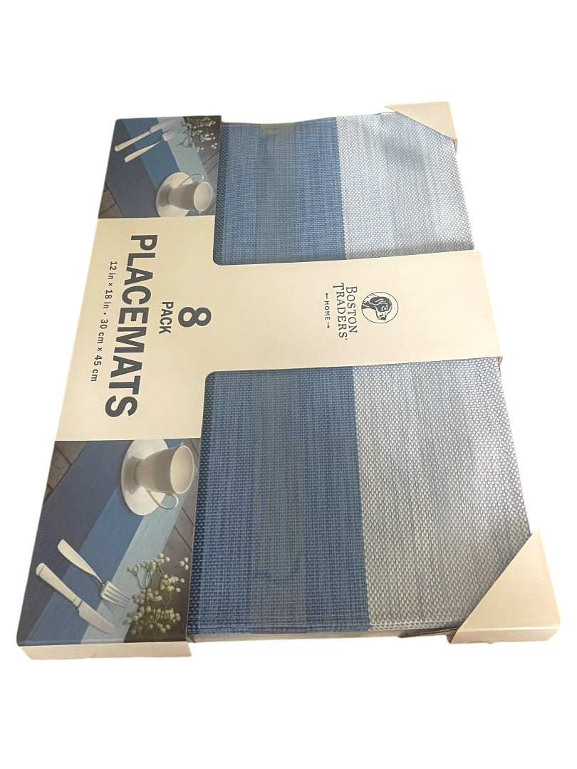 Boston Traders Home 8 Pack Placemats 12" x 18" Blue NIB