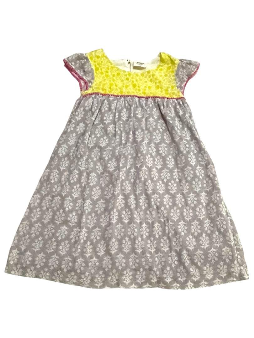 7-8 Years Mini Boden Capsleeve Girls Lined Floral Cotton Dress Gray