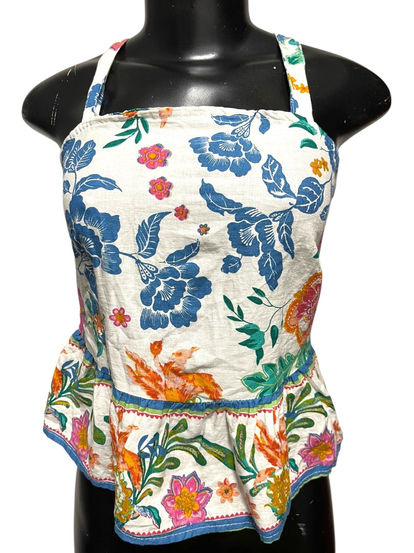 XS Rachel Zoe Womens Linen Blend Peplum Sleeveless Shirt Side Zip