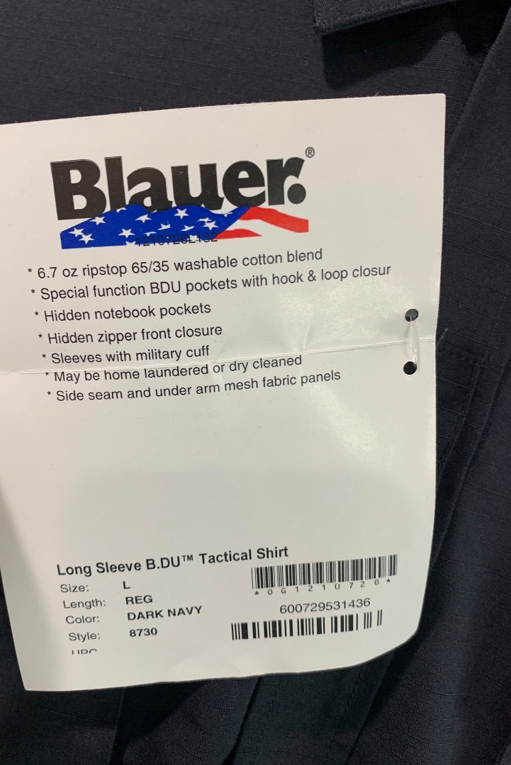 Large Regular Blauer Mens New Dark Navy Tactical Shirt Style 8730