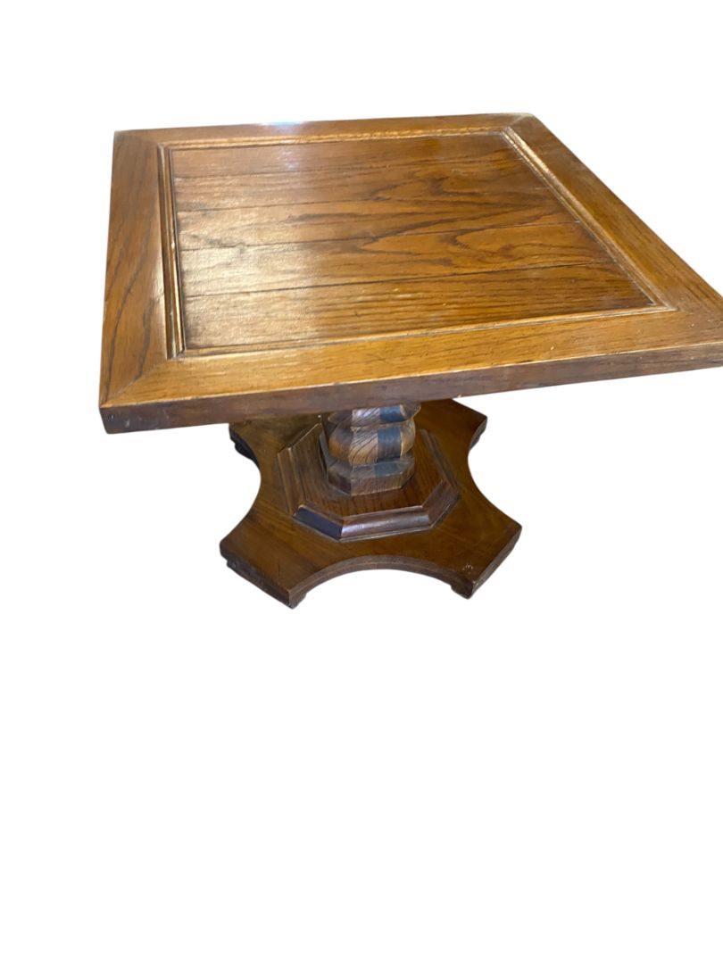 Set of 2 Wood Pedestal Side Table End Table 19" Square x 15"h
