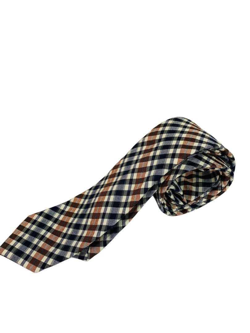 Public Opinion Mens Tie Necktie Plaid Wool Silk Blend 2.5" Width 58" Length