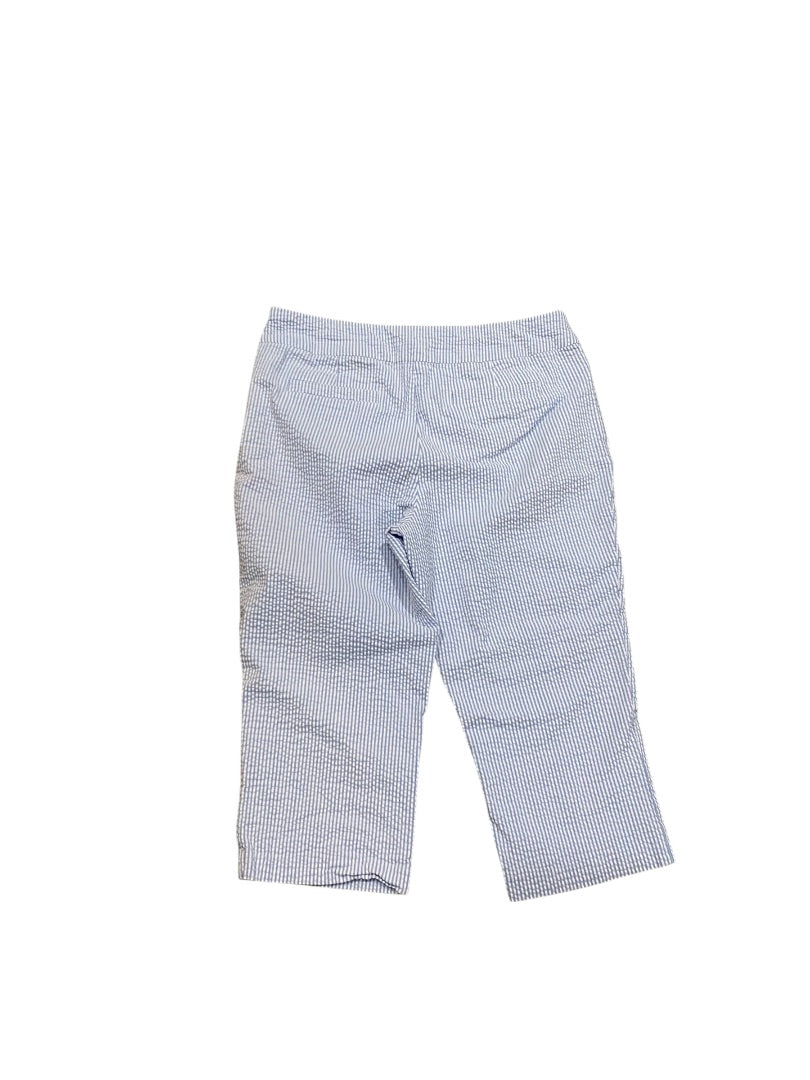 Size 16 Kim Rogers Womens Stretch Seersucker Capri Crop Pants Side Zip