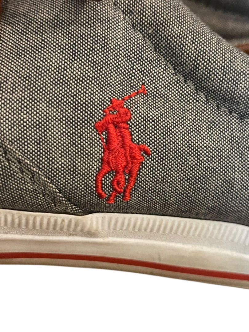 Size 11D Polo Ralph Lauren Mens Vaughn Lace Up Gray Canvas Shoes