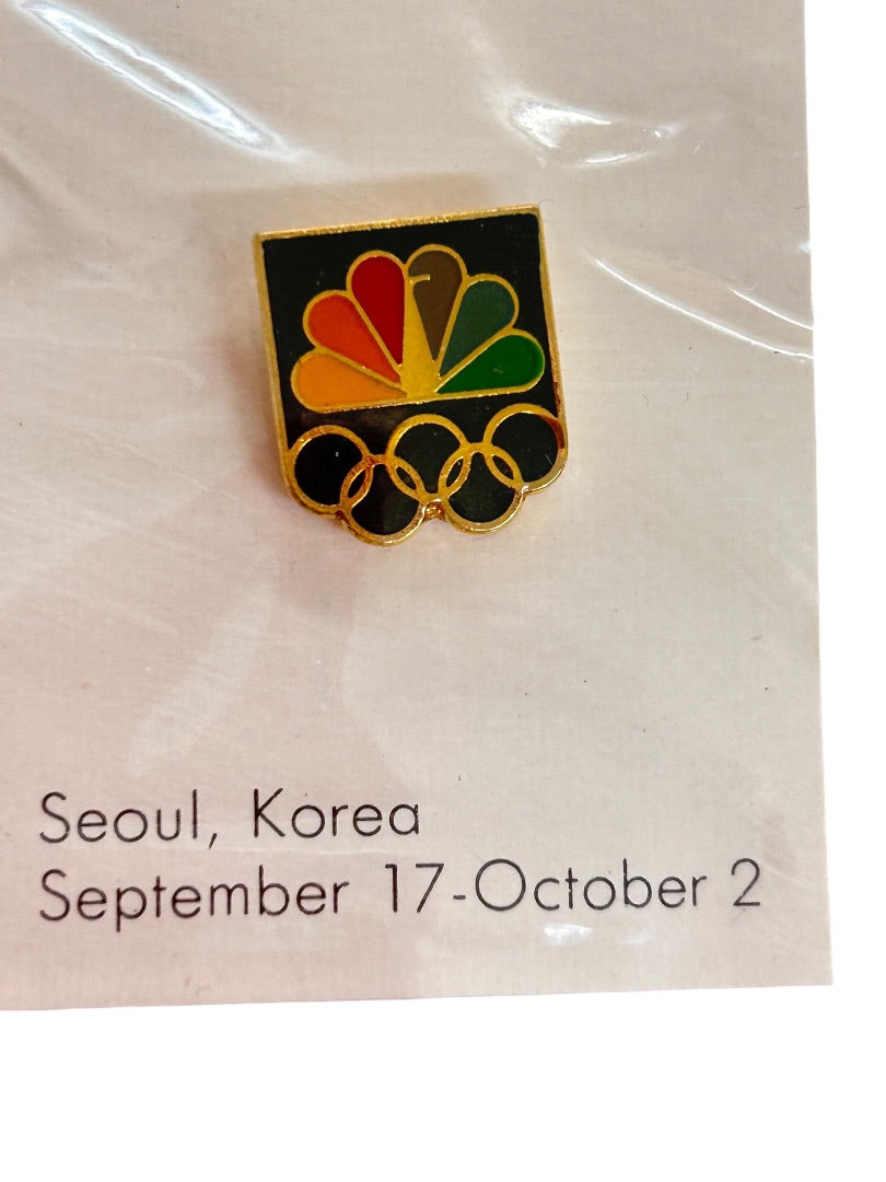 NBC 1988 Olympic Logo Lapel Pin Seoul Korea Sept 17-Oct 2