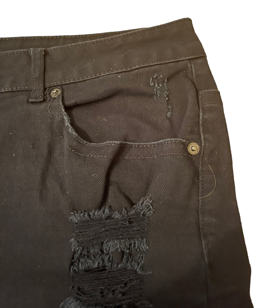 Size 24 Lane Bryant Shorts Black Denim Distressed Shorts Pockets Jeans Plus Size