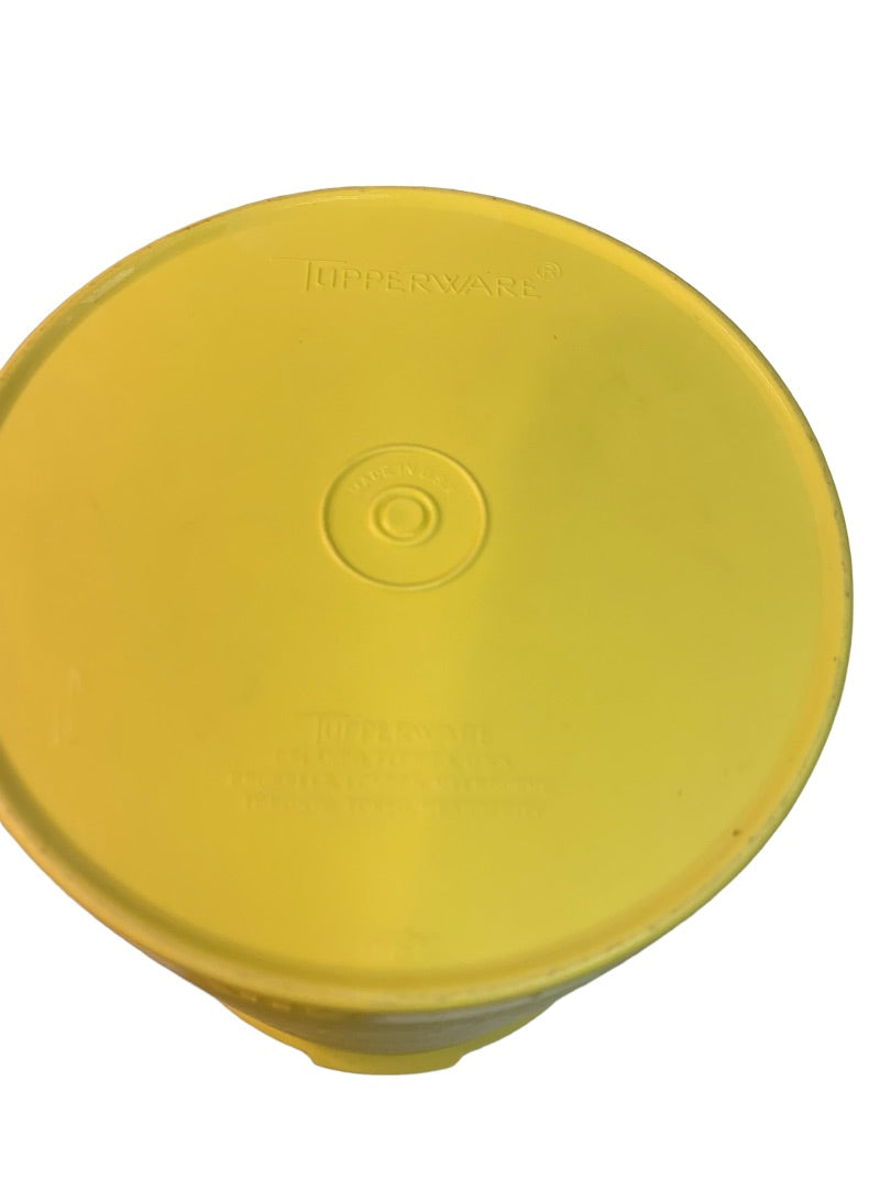 Vintage Tupperware Yellow Canister 807-2 Starburst Lid 808-13 7.5"h x 6.5"d