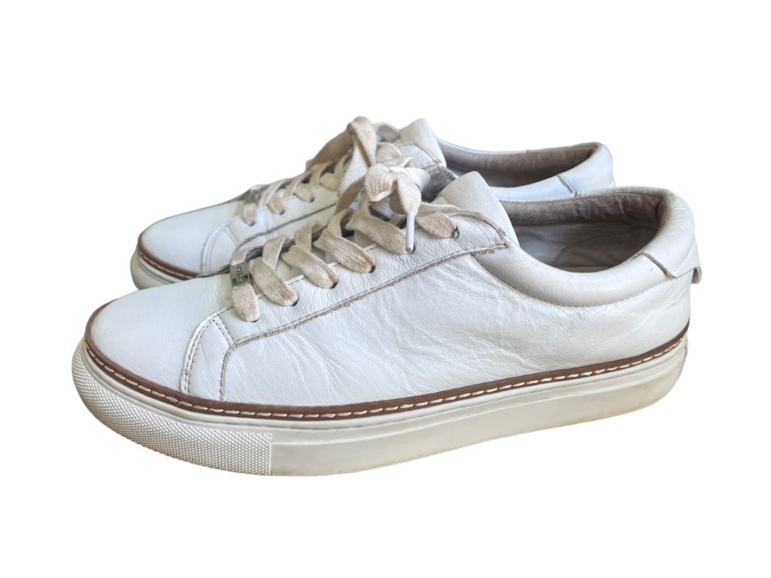 Size 9 JSlides Women's LUCKI Lace-up Round toe Platform Sneaker White Leather