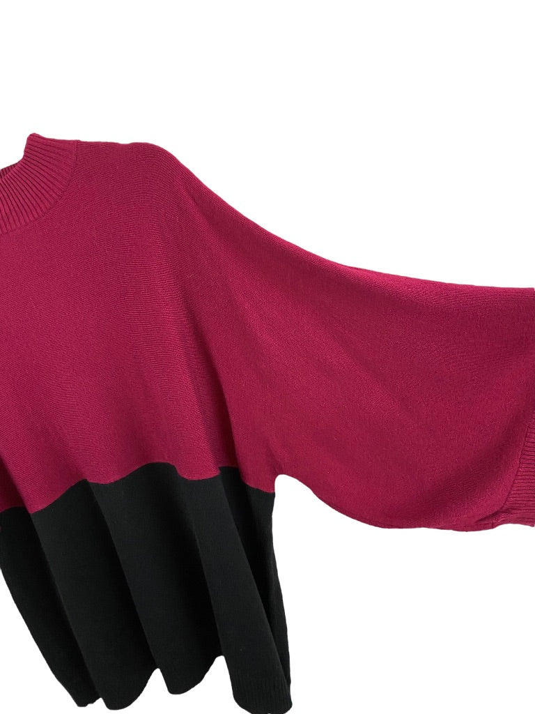2X Larry Levine Woman Sport Pullover Color Block Sweater Dolman Sleeve