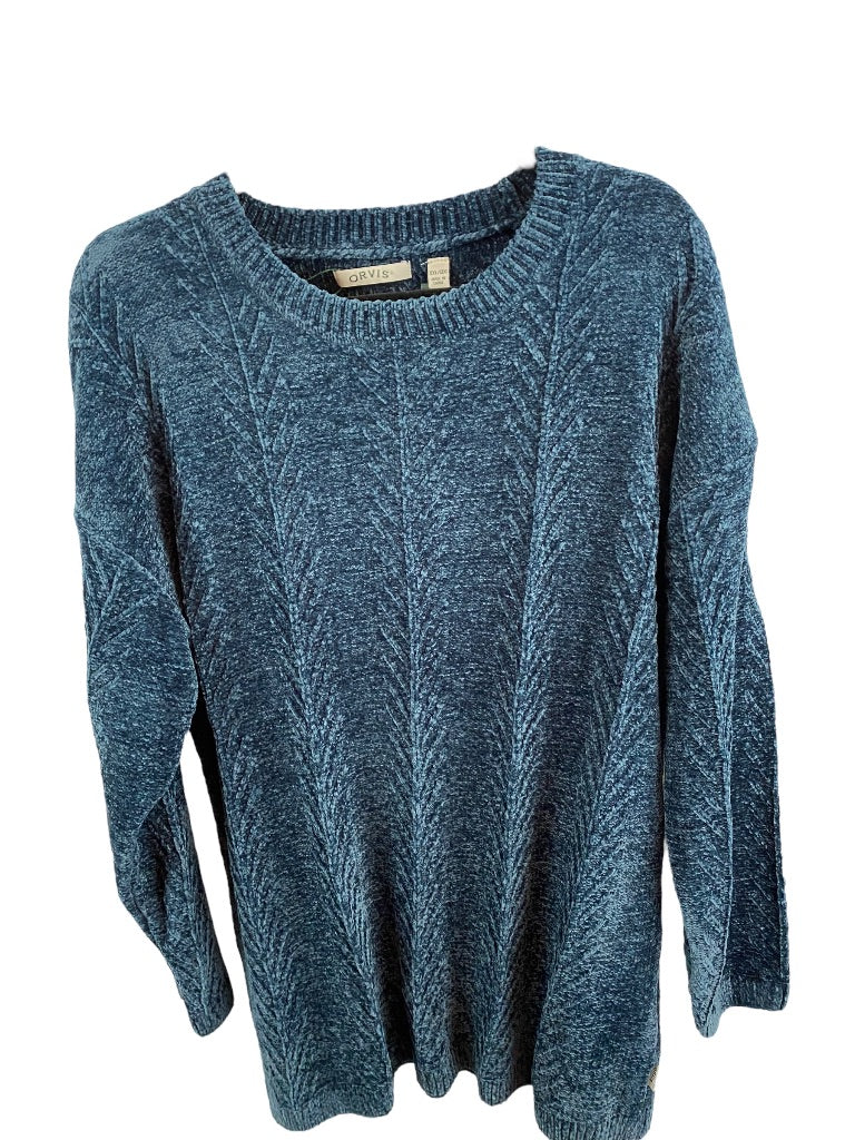 XXL Orvis Women's Teal New Chenille Pullover Cable Knit Sweater