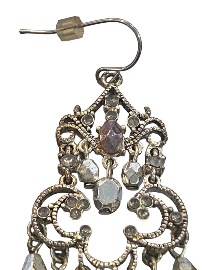 Chandelier Beads Moons Dangle Pierced Earrings