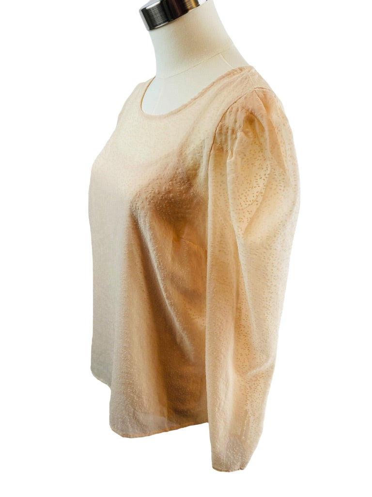 XS Lauren Conrad Women's Blush Pink Sheer Flocked Blouse and Camisole