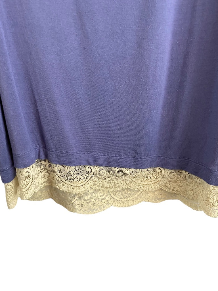 1X LOGO Layers Women's Soft Tunic Tank Top Purple Contrast Lace Flounce Hem