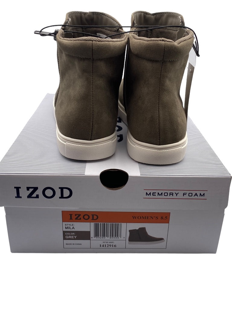Size 8.5 Izod Women's New Mila Zip Sneaker Boot Gray Faux Suede Memory Foam