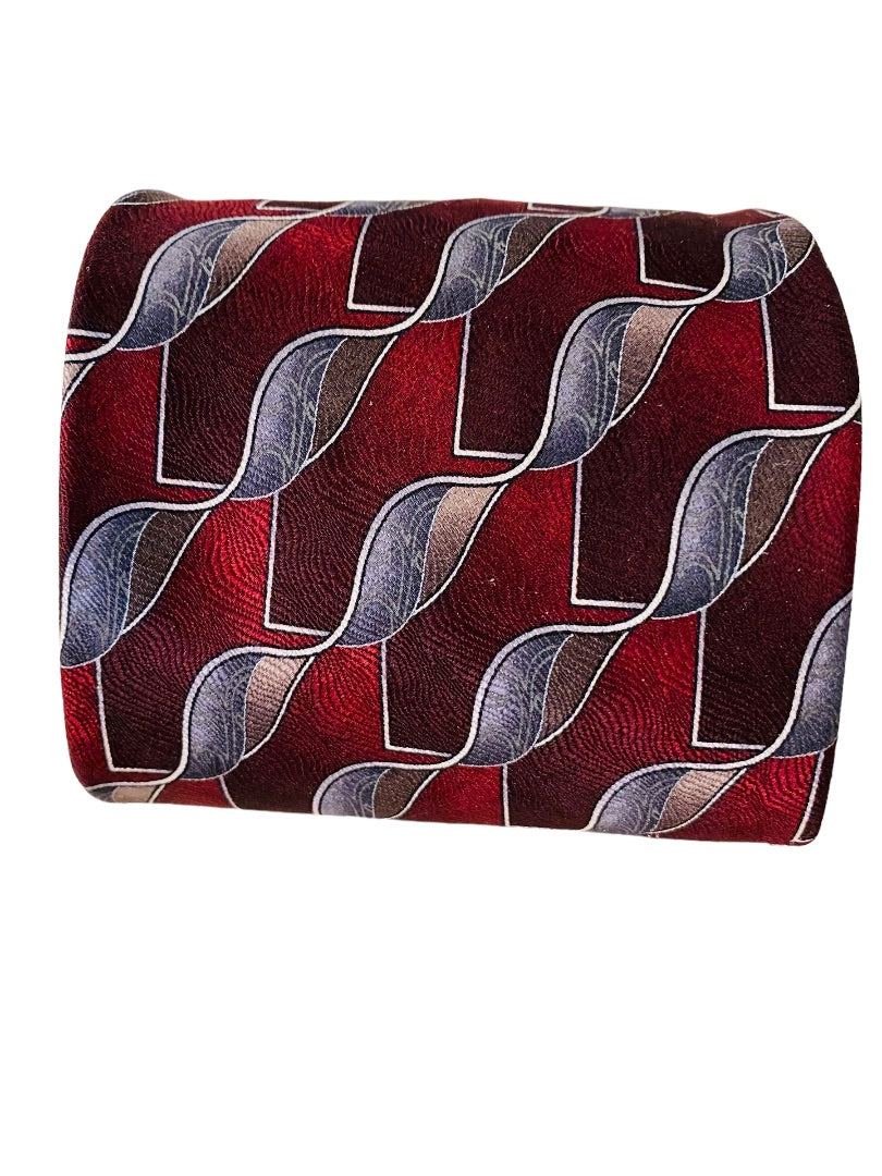 Joseph & Feiss Extra Long Mens 60" Necktie Tie Red Gray 100% Silk