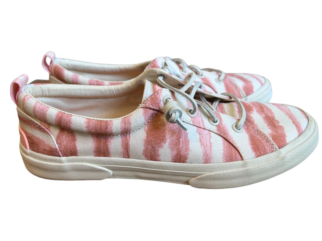 8.5 NWOB Sperry Lounge Away 2 Tye Dye Sneakers Peach Orange White STS87260