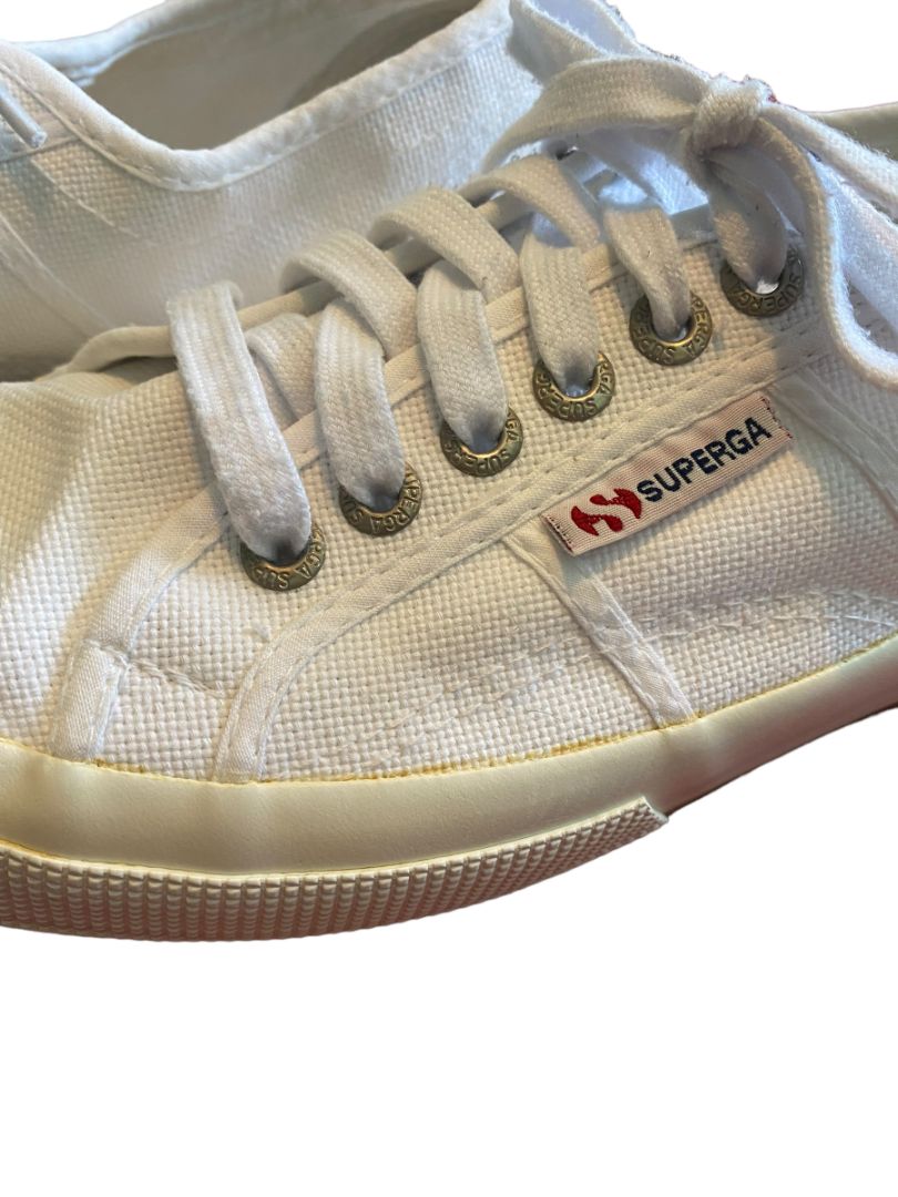 9 (40) Superga White Canvas Sneakers Lace Up