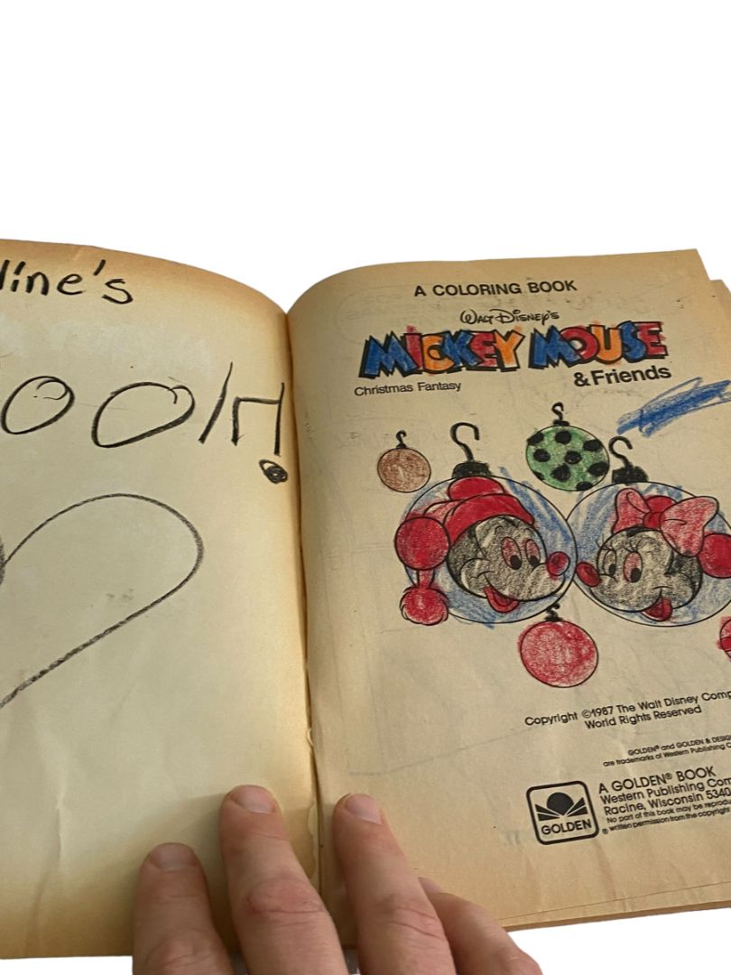 Vintage Mickey Mouse Christmas Fantasy Coloring Book Golden Holiday '87