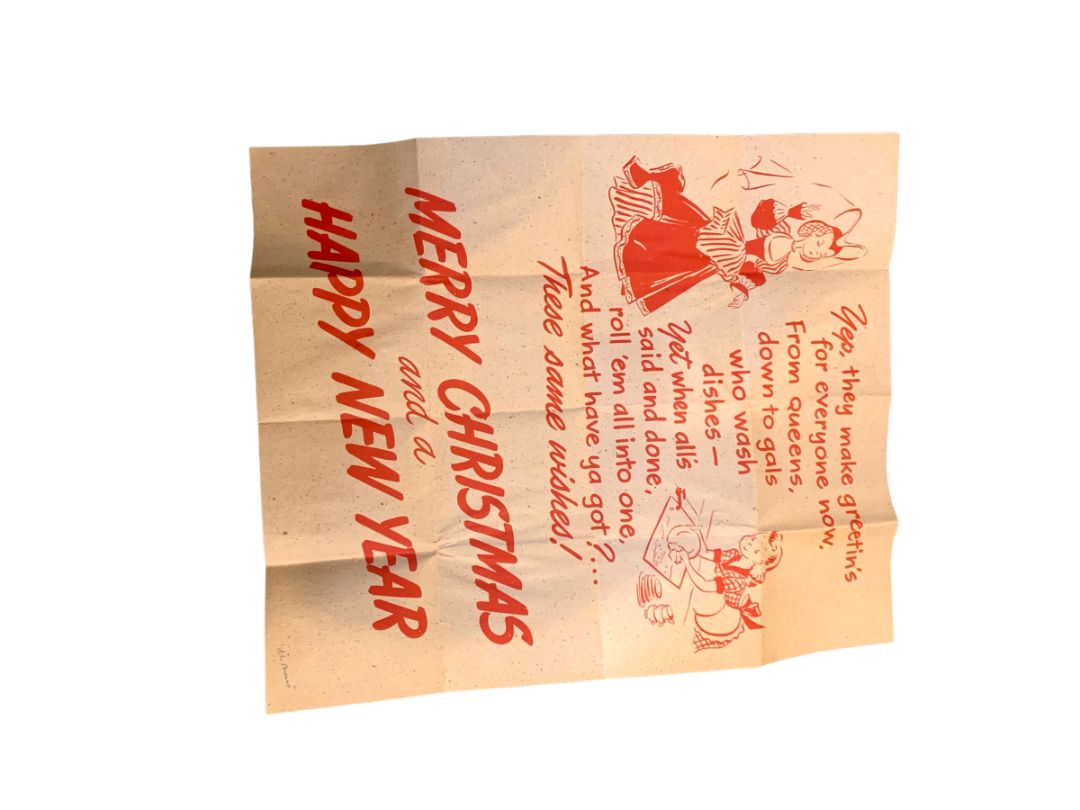 Vintage American Greeting Little Joe Christmas Card Unfolding Large 9315 Cleveland