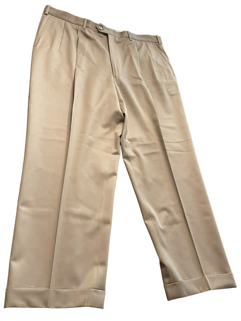 Size 40R JB Britches Nordsrom Mens Cuffed Pleated Winston Dress Pants Worsted Wool Tan Italy