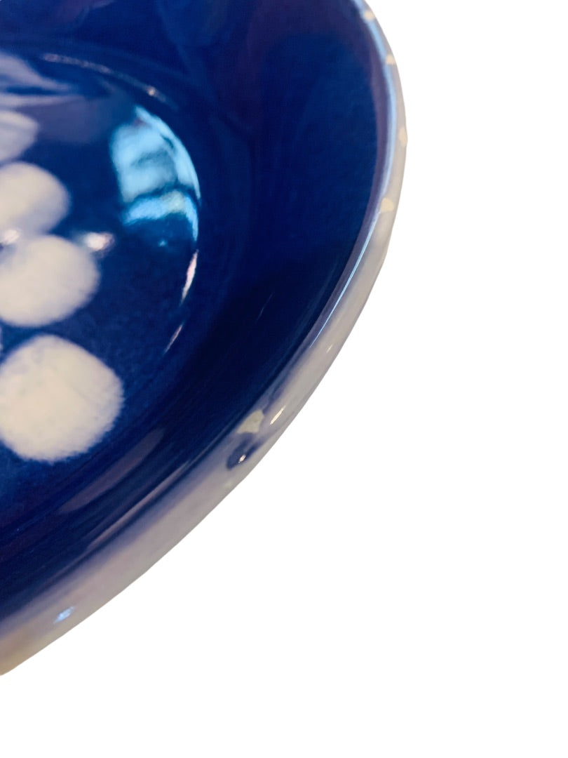 Pasta Bowl Vitantonio Cobalt Blue Made in Italy 8.5" x 1.5" Grape Chips on Rim 1990s
