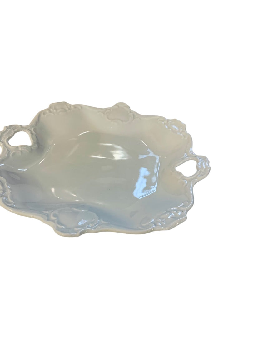 Kaiser Alka Kunst Vintage White Square Porcelain Handled Bon Bon Tray Dish 8.5 Inches