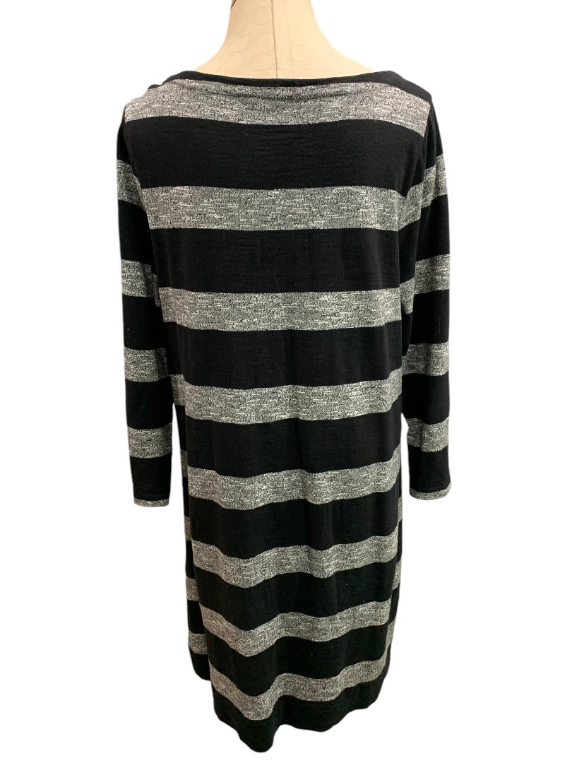 XL J.Crew Black Gray Boat Neck Dress Cotton Style 02665