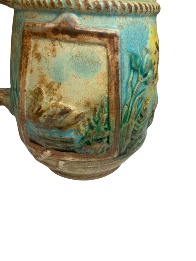 Antique Majolica Fielding circa 1882 Duck Barrel Flower 5.25 Inch