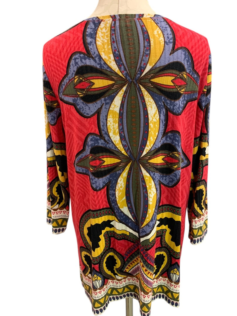 Medium Multiples Tunic Top Womens Vibrant Color Soft Abstract