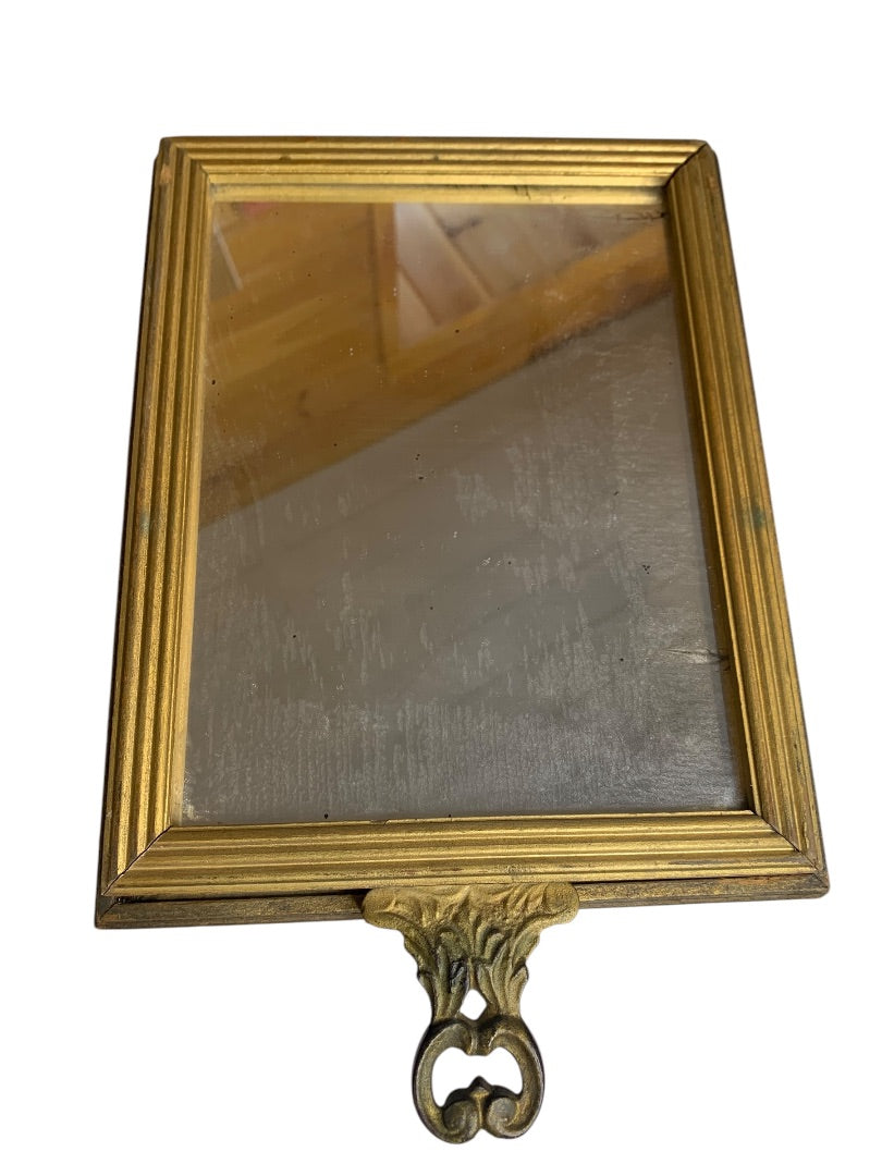 Vintage Victorian Wooden Box Mirror Framed Picture Lid