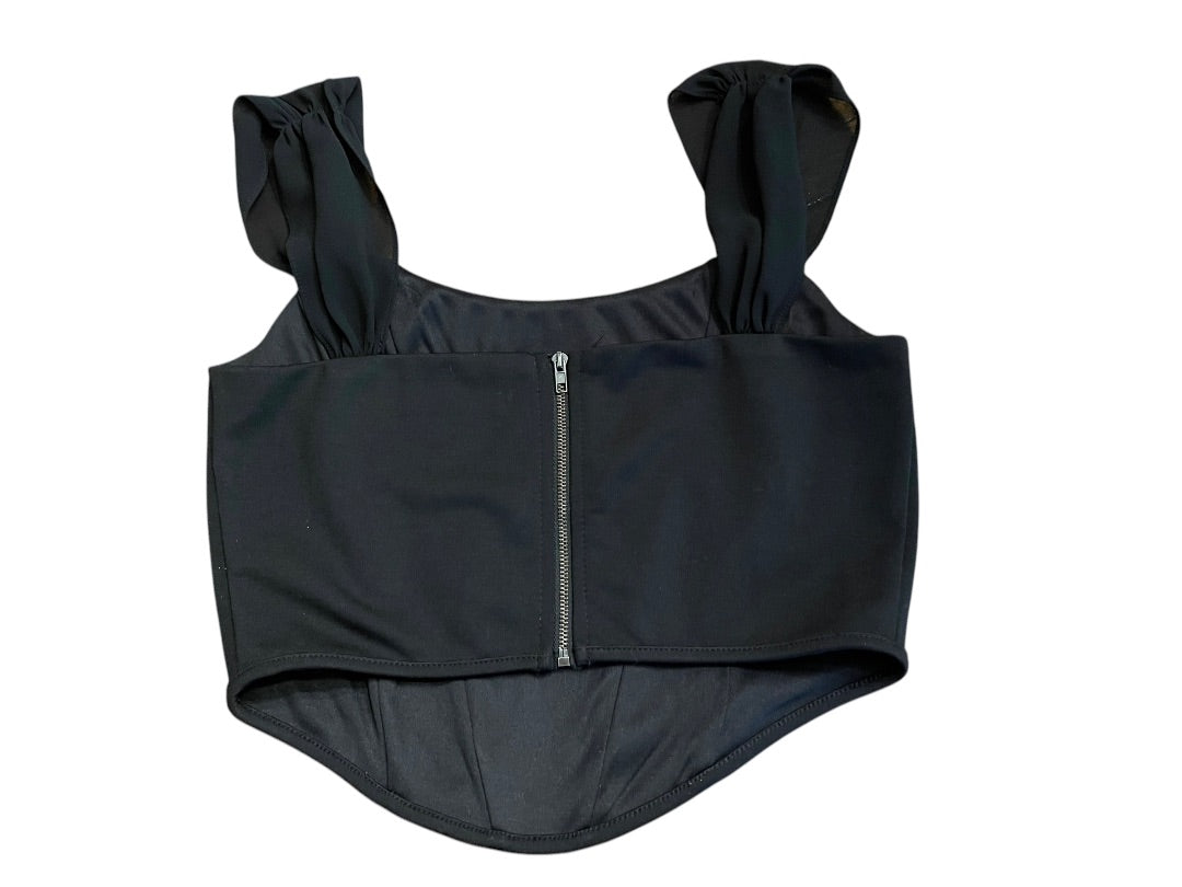 Small Altar'd State Crop Top Corset Boning Back Zipper Black