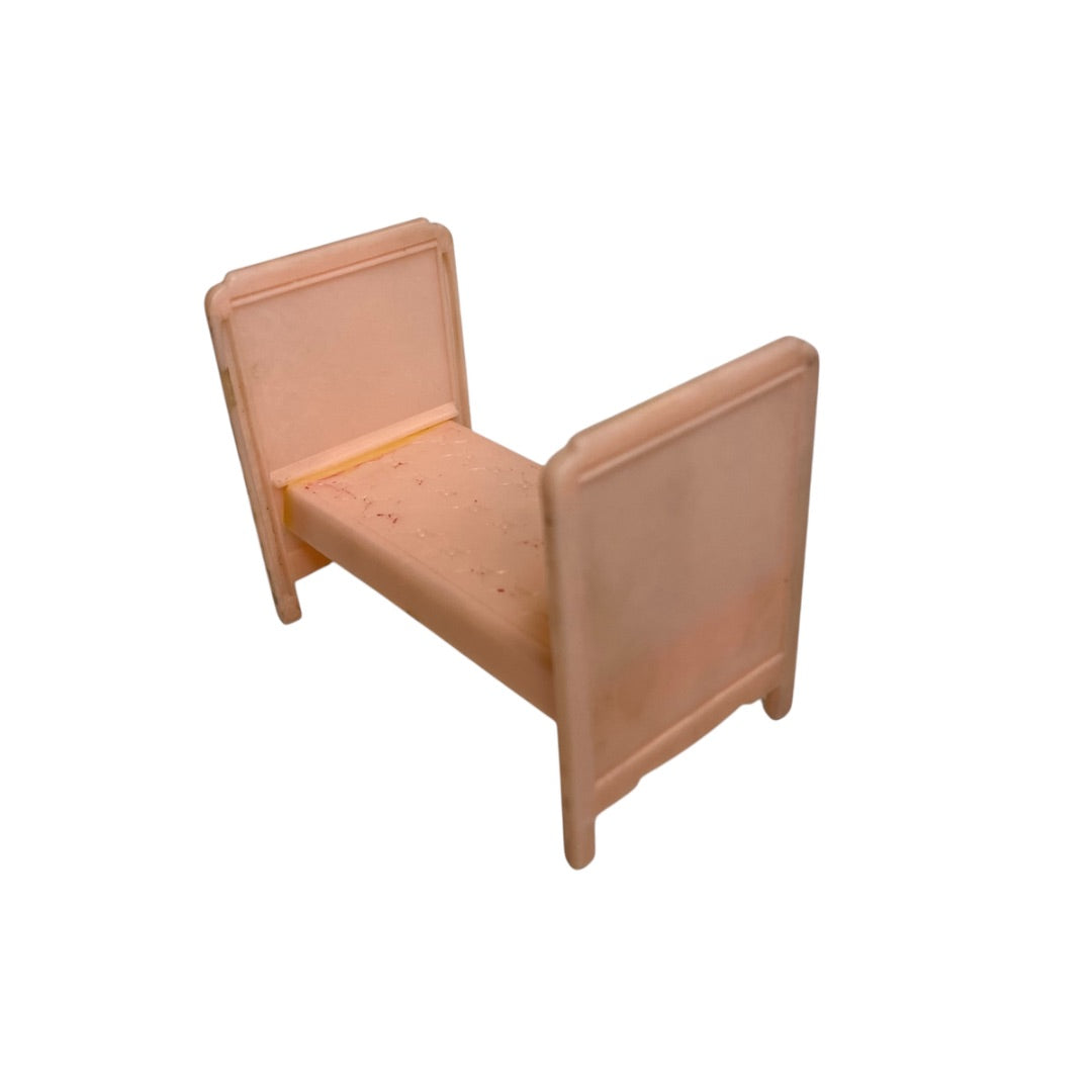 1950s Plasco Miniature Dollhouse Pink Child Bed 1:18 Headboard Footbed