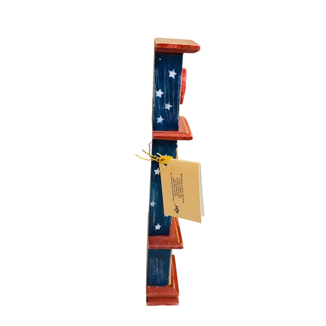 Vintage Russ Ode to America Miniature Dollhouse Stars Stripes Grandfather Clock 7.25"