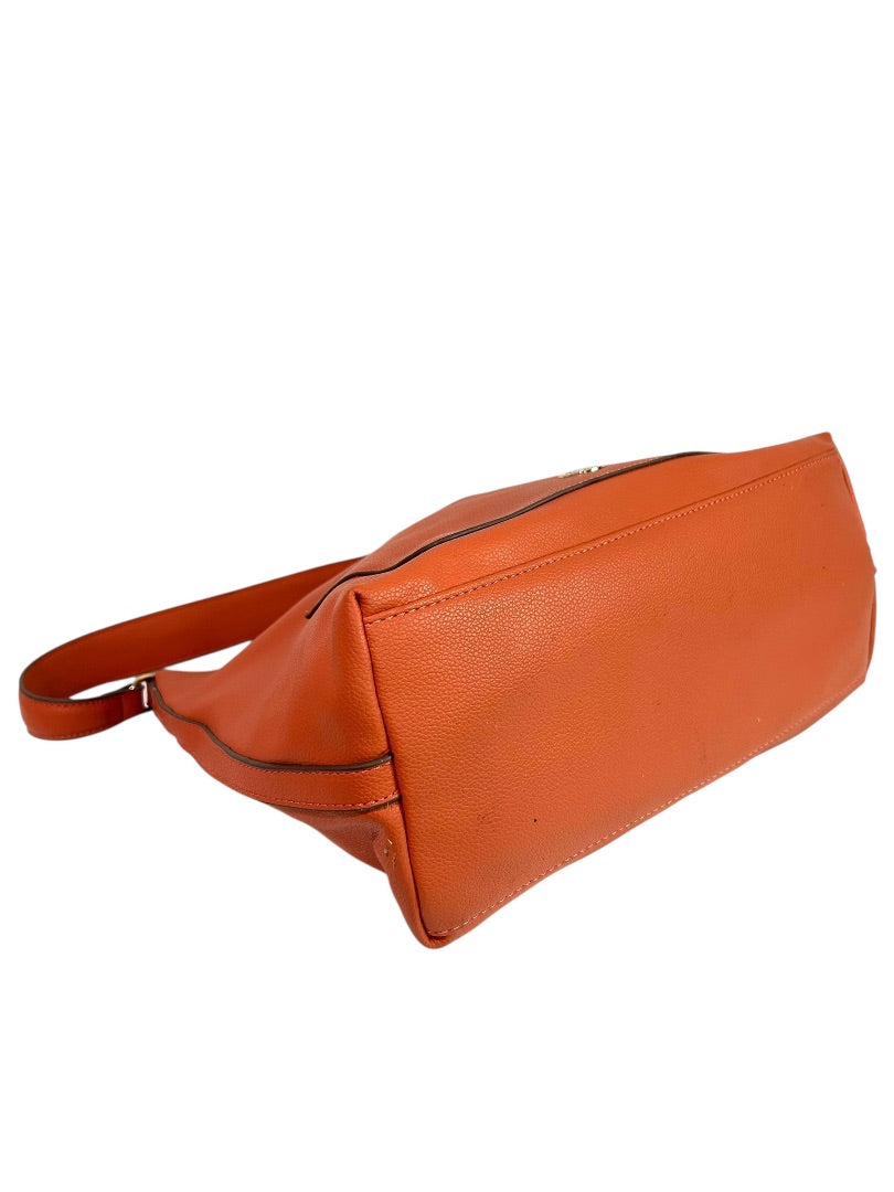 Anne Klein Vegan Leather Peachy Orange Shoulder Bag Zip Top