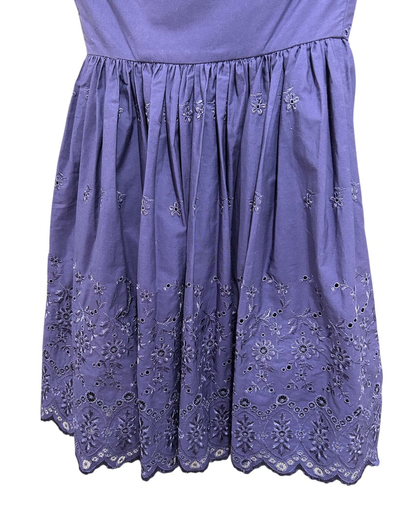 Size 4 Betsey Johnson Dress Purple Strapless Eyelet Embroidered Party