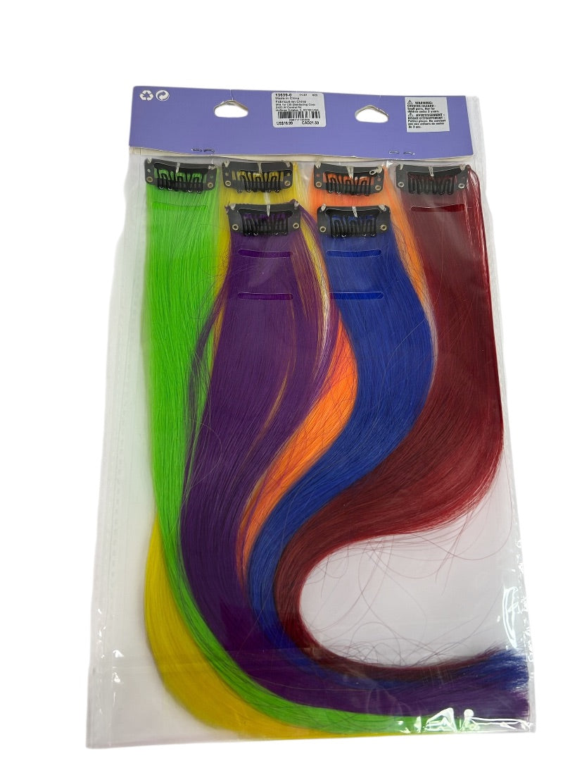 Claires New 4 Piece Rainbow Faux Hair Extensions Comb 12 Inch