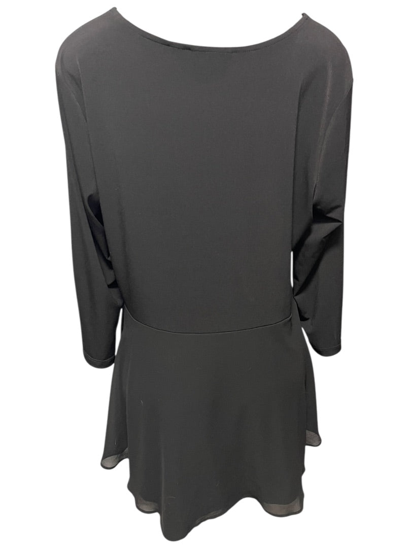 Large Susan Graver Womens Pullover Travel Knit Shirt V-Neck Black