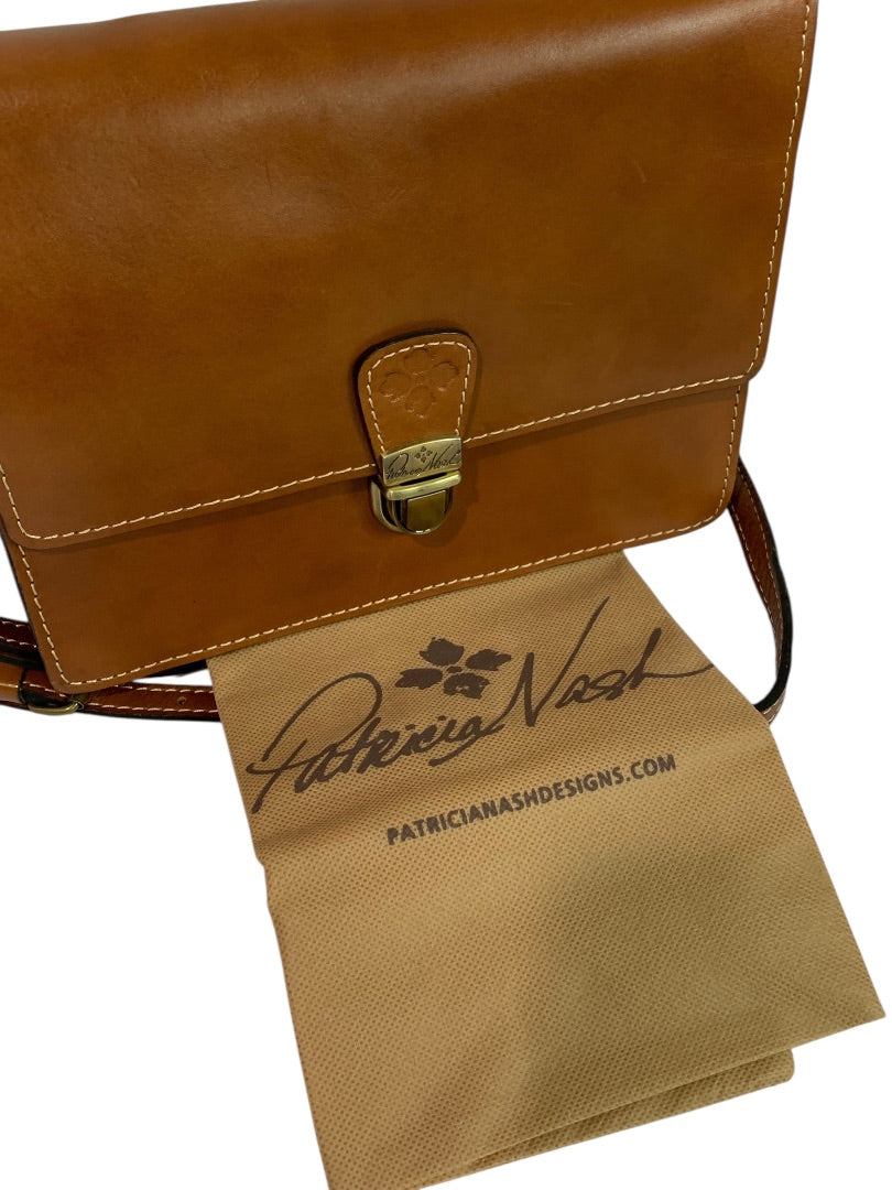 Patricia Nash Leather Crossbody Bag Brown Flap Organizer Vintage Style Purse