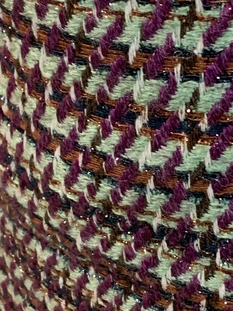 Size 2 Loft New Tweed Skirt Metallic Threading Pockets Side Zip Purple Green Brown
