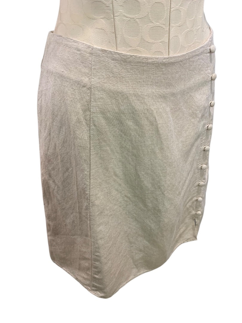 Size 4P Loft Petites Linen Blend Skirt Lined Tan Side Zip