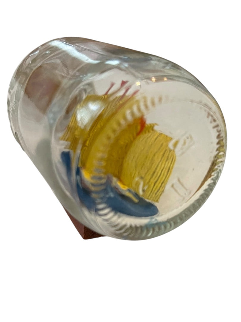 Vintage Ship In the Bottle Small Nautical Model of Tall Sail Ship 4 1/2" x 2 1/2"